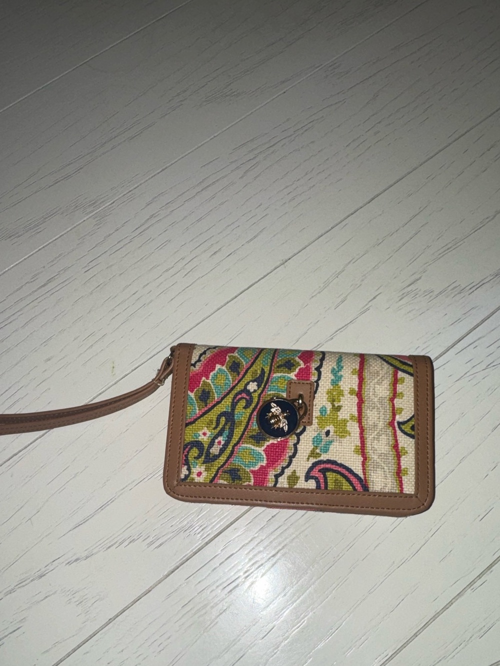 Spartina Wristlet Card Holder with Multicolor Paisley Print